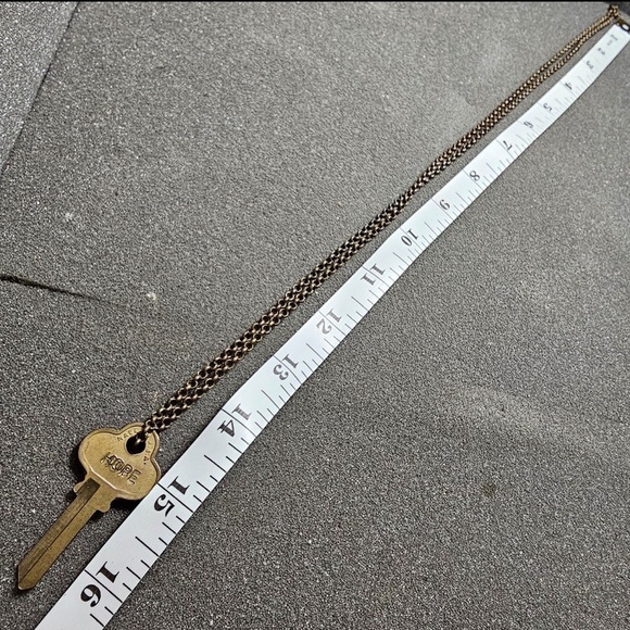 Vintage Curtis Industries Blank Brass Key "Hope" Necklace Made In The Usa 29 In. - Picture 4 of 4